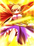  bad_id bad_pixiv_id banned_artist breasts brown_eyes brown_hair cloak earmuffs glowing glowing_weapon impossible_clothes impossible_shirt kisaragi_zwei large_breasts ritual_baton shirt short_hair skirt smile solo sword touhou toyosatomimi_no_miko tsurime weapon 