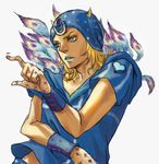  blonde_hair blue_eyes feathers hat hood hoodie johnny_joestar jojo_no_kimyou_na_bouken jraiden male_focus pointing solo star star_print steel_ball_run 