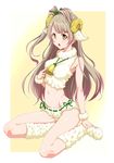 animal_costume animal_ears bell blush boots brown_eyes brown_hair clearite cow_bell fluffy_legwear highres horns long_hair love_live! love_live!_school_idol_project minami_kotori navel open_mouth ribbon-trimmed_underwear ribbon_trim sheep_costume sheep_ears sheep_horns sitting solo underwear 