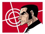  black_hair brown_eyes cigarette crosshair duke_tougou emilio_lopez golgo_13 male_focus profile signature smile solo 