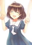  bad_id bad_pixiv_id brown_hair child clannad closed_eyes dress highres holding_hands kuu_1801 okazaki_ushio open_mouth sailor_dress school_uniform short_hair 