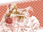  aisaka_taiga bouquet bridal_veil brown_eyes brown_hair dress flower highres long_hair rose toradora! transistor veil wedding_dress 