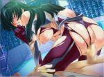  animated animated_gif black_hair breasts censored green_eyes highres igawa_asagi kagami kagami_hirotaka nipples penis taimanin_asagi 