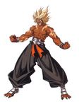  baggy_pants barefoot blonde_hair dark_skin enja eyebrows fangs fingerless_gloves gloves official_art open_mouth pants samurai_spirits sharp_nails sharp_toenails snk spiked_hair super_saiyan tattoo thick_eyebrows 