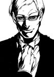  glasses greyscale irohara_mitabi male_focus monochrome muska solo sunglasses tenkuu_no_shiro_laputa 