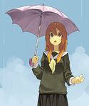  blonde_hair hama_(22ji_kara_24ji) highres long_hair original school_uniform skirt solo umbrella 