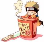  blonde_hair chibi chopsticks cup food forehead_protector hot lowres male_focus naruto naruto_(series) noodles solo steam uzumaki_naruto 