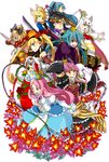  7th_dragon 7th_dragon_(series) alusha_(7th_dragon) animal_ears blonde_hair blue_dress blue_hair cloak dress everyone flowaro full_body green_eyes harutarou hat hatch_(7th_dragon) ikurakun_(7th_dragon) long_hair long_sleeves looking_at_viewer mage_(7th_dragon) maron_(7th_dragon) melk_(7th_dragon) momomeno_(7th_dragon) multiple_girls namuna_(7th_dragon) pink_hair princess_(7th_dragon) rogue_(7th_dragon) samurai_(7th_dragon) short_hair simple_background sora_(7th_dragon) twintails very_long_hair white_background witch_hat 