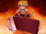  accordion angry blonde_hair fangs fire forehead_protector instrument male_focus naruto naruto_(series) ninja power-up red_eyes solo striped sven_stoffels third-party_edit uzumaki_naruto what 