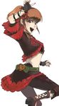  artist_request brown_hair dancer final_fantasy final_fantasy_xi flamenco flower hair_flower hair_ornament midriff open_mouth solo 