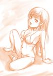  barefoot bikini long_hair monochrome original shu-z sketch solo swimsuit 