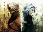  dual_persona male_focus mask multiple_boys namesake nier nier_(old) nier_(series) nier_(young) silver_hair white_hair yohi 