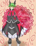  blazblue bow cosplay crossdressing dress green_hair hazama male_focus rachel_alucard rachel_alucard_(cosplay) ribbon short_twintails solo twintails yellow_eyes 