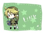  bad_id bad_pixiv_id blush chibi holding holding_sword holding_weapon kona_sleipnir left-handed link looking_away male_focus pointy_ears shield solo standing star sword the_legend_of_zelda weapon 