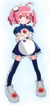  ahoge bad_id bad_pixiv_id child crossed_arms filn maid pink_hair red_eyes shiwasu_takashi short_hair smirk solo thighhighs 