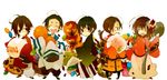  4boys axis_powers_hetalia bad_id bad_pixiv_id changpao chibi china_(hetalia) chinese_clothes dango food hakama hanbok harikamo hong_kong_(hetalia) japan_(hetalia) japanese_clothes korea_(hetalia) korean_clothes long_hair multiple_boys taiwan_(hetalia) wagashi 