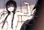  bandages bandaid braid hair_over_shoulder igarashi_ran_(igatz) long_hair lying no_nipples nude original scar solo twin_braids 