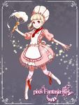  apron blonde_hair blush boots cream dress face gigandal_federation hat pink_eyes pixiv_fantasia pixiv_fantasia_3 smile solo striped striped_legwear thighhighs toshi_punk whisk 