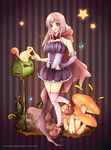  acorn bad_id bad_pixiv_id bug butterfly cape corset elbow_gloves gloves insect mushroom nyaroro original pink_eyes pink_hair rock solo squirrel star thighhighs 