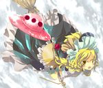  bad_id bad_pixiv_id blonde_hair braid broom broom_riding dress flying hanui hat kirisame_marisa solo touhou ufo witch_hat yellow_eyes 