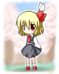  blonde_hair bug butterfly chibi hair_ribbon insect mary_janes r_pascal ribbon rumia shoes short_hair solo touhou 