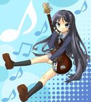  akiyama_mio bangs bass_guitar black_hair blunt_bangs hime_cut instrument k-on! long_hair musical_note school_uniform skirt solo yukigumo 