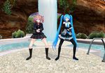  2girls aqua_hair drill_hair gangnam_style hatsune_miku kasane_teto long_hair multiple_girls pink_hair very_long_hair vocaloid 