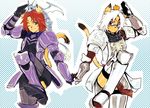  animal_ears apple armor cat_ears catgirl dragoon dragoon_(final_fantasy) facial_mark final_fantasy final_fantasy_xi food fruit glasses mithra paladin red_hair tail white_hair wyvern 