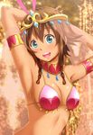  amy_(suisei_no_gargantia) armlet armpits bikini blue_eyes braid brown_hair dancer jewelry kanden_suki md5_mismatch open_mouth short_hair solo suisei_no_gargantia sweat swimsuit twin_braids 