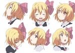  bad_id bad_pixiv_id blonde_hair closed_eyes face hair_ribbon open_mouth profile red_eyes ribbon rumia short_hair smile solo touhou ume_(plumblossom) 