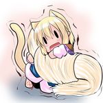  animal_ears blonde_hair chibi hoshizuki_(seigetsu) mizuhashi_parsee puru-see short_hair solo tail touhou trembling |_| 