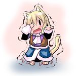  animal_ears blonde_hair chibi hoshizuki_(seigetsu) mizuhashi_parsee puru-see short_hair solo tail touhou trembling |_| 