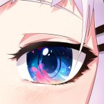  13o 1girl blush close-up commentary_request eyelashes eyes grey_hair hair_ornament hairclip kaguya_luna kaguya_luna_(character) looking_at_viewer solo virtual_youtuber 