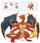  charizard commentary english_commentary fire fusion gen_1_pokemon glowing glowing_eyes highres kendall_hale machamp multiple_arms muscle no_humans pixelated pokemon pokemon_(creature) solo tail wings 