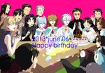  6+girls aida_kensuke akagi_ritsuko aoba_shigeru ayanami_rei bad_id bad_pixiv_id bird birthday_cake blush cake candle clapping dessert everyone food fuyutsuki_kouzou happy_birthday highres horaki_hikari hosaka_dx hyuuga_makoto ibuki_maya ikari_gendou ikari_shinji kaji_ryouji katsuragi_misato multiple_boys multiple_girls nagisa_kaworu neon_genesis_evangelion penguin penpen souryuu_asuka_langley suzuhara_touji tears 