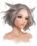  absurdres airspace animal_ears bad_id bad_pixiv_id highres lips original parted_lips portrait purple_eyes short_hair silver_hair simple_background solo upper_body white_background 