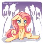  blush cutie_mark english_text equine fear female feral fluttershy_(mlp) friendship_is_magic fur green_eyes group hair horse mammal my_little_pony pink_hair pony signature sitting space-kid spread_legs spreading tears text yellow_fur 
