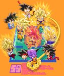  2nd_grade_super_saiyan aura captain_ginyu chibi cloud dragon_ball dragonball_z green_eyes long_hair muscle red_eyes red_hair saiyan son_gokuu spiked_hair stargeyser sun_glasses sunglasses super_saiyan super_saiyan_2 super_saiyan_3 super_saiyan_4 super_saiyan_god tail 