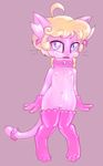  blue_eyes cub ear_piercing feline female flat_chested fur gloves hair legwear mammal miu_(stretchycubs) piercing pink_fur plain_background pussy solo source_request stockings stretchycubs unknown_artist young 