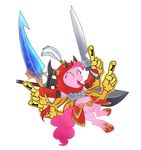  alpha_channel armor clothing crossover cutie_mark equine eyes_closed female feral final_fantasy friendship_is_magic fur gilgamesh hair horse madmax mammal my_little_pony open_mouth pink_fur pink_hair pinkie_pie_(mlp) plain_background pony solo sword transparent_background video_games weapon 