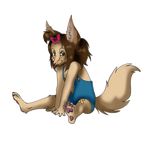  brown_hair canine clothed clothing cub female fennec fox hair mammal plain_background sitting sugarcup transparent_background young 