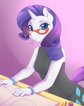  anthro anthrofied blue_eyes bracelet dress equine eyewear female friendship_is_magic glasses hair horn horse inside jewelry long_hair looking_at_viewer makeup mammal my_little_pony pin pony purple_hair rarity_(mlp) smile solo spazzykoneko standing unicorn white_skin 
