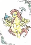  birds cutie_mark equine female feral fillyphalanx fluttershy_(mlp) friendship_is_magic fur green_eyes hair horse mammal my_little_pony pegasus pink_hair plain_background pony solo white_background wings yellow_fur 