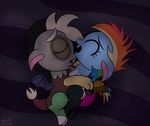  2012 cub discord_(mlp) draconequus dtcx97 duo eyes_closed female feral friendship_is_magic hair licking lying male multi-colored_hair my_little_pony on_side penetration rainbow_dash_(mlp) rainbow_hair saliva saliva_string sex signature straight text tongue tongue_out wings young 