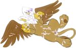  after_sex avian beak breasts cum female friendship_is_magic gilda_(mlp) gryphon gryphontaur lying my_little_pony nipples on_back plain_background pussy shortstack signature solo taur white_background wings yellow_eyes 