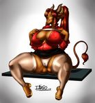  big_breasts breasts camel_toe cleavage corruption_of_champions daigo erect_nipples excellia_(coc) fabianoferreira female hair horn huge_breasts long_hair looking_at_viewer minotaur nipples panties red_hair smile teacher underwear 