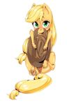  anatomically_correct anatomically_correct_pussy animal_genitalia anus applejack_(mlp) blonde_hair blush cowboy_hat cutie_mark equine equine_pussy female feral freckles friendship_is_magic fur green_eyes hair hat horse looking_at_viewer lying mammal my_little_pony on_side orange_fur plain_background pony puffy_anus pussy samochiku solo white_background 