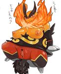  anthro anthrofied big_breasts blush breasts censored charity chubby emboar female fire mammal nintendo nipples pig pok&#233;mon pok&#233;morph pok&eacute;mon pok&eacute;morph porcine pussy pussy_juice solo sweat toco_(artist) video_games wet_pussy 