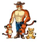  boots cub daughter father feline female hat jeans lion male mammal panties parent tiger topless underwear young 