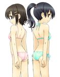  ass back-to-back bikini black_eyes black_hair brown_eyes brown_hair hands homing_(areya) long_hair multiple_girls original ponytail short_hair swimsuit 